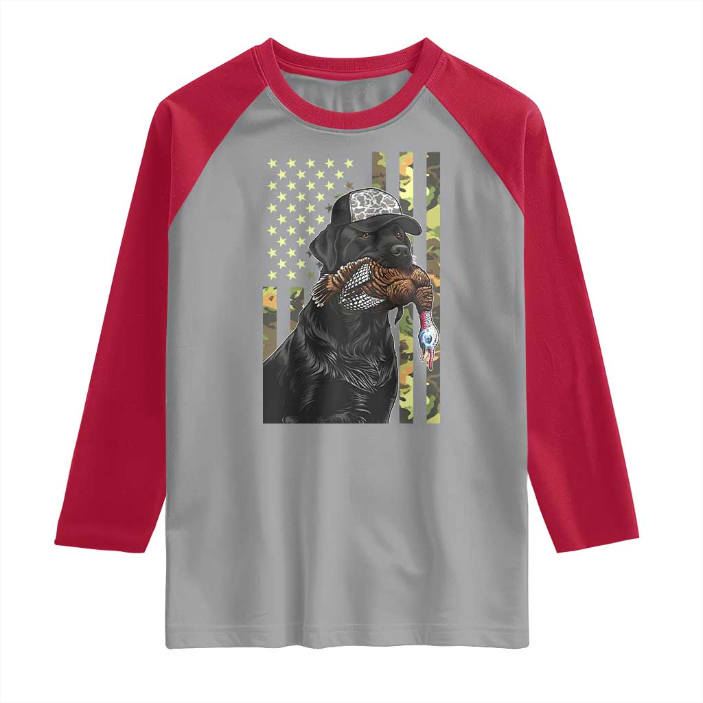 Camo Hunting Dog Turkey American Pride Gift Raglan Shirt TS12 Sport Gray Red Print Your Wear