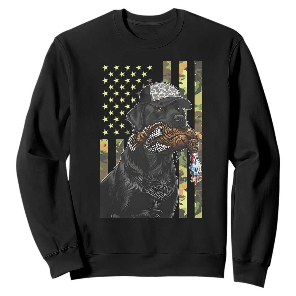 Camo Hunting Dog Turkey American Pride Gift Sweatshirt - Print Your Wear