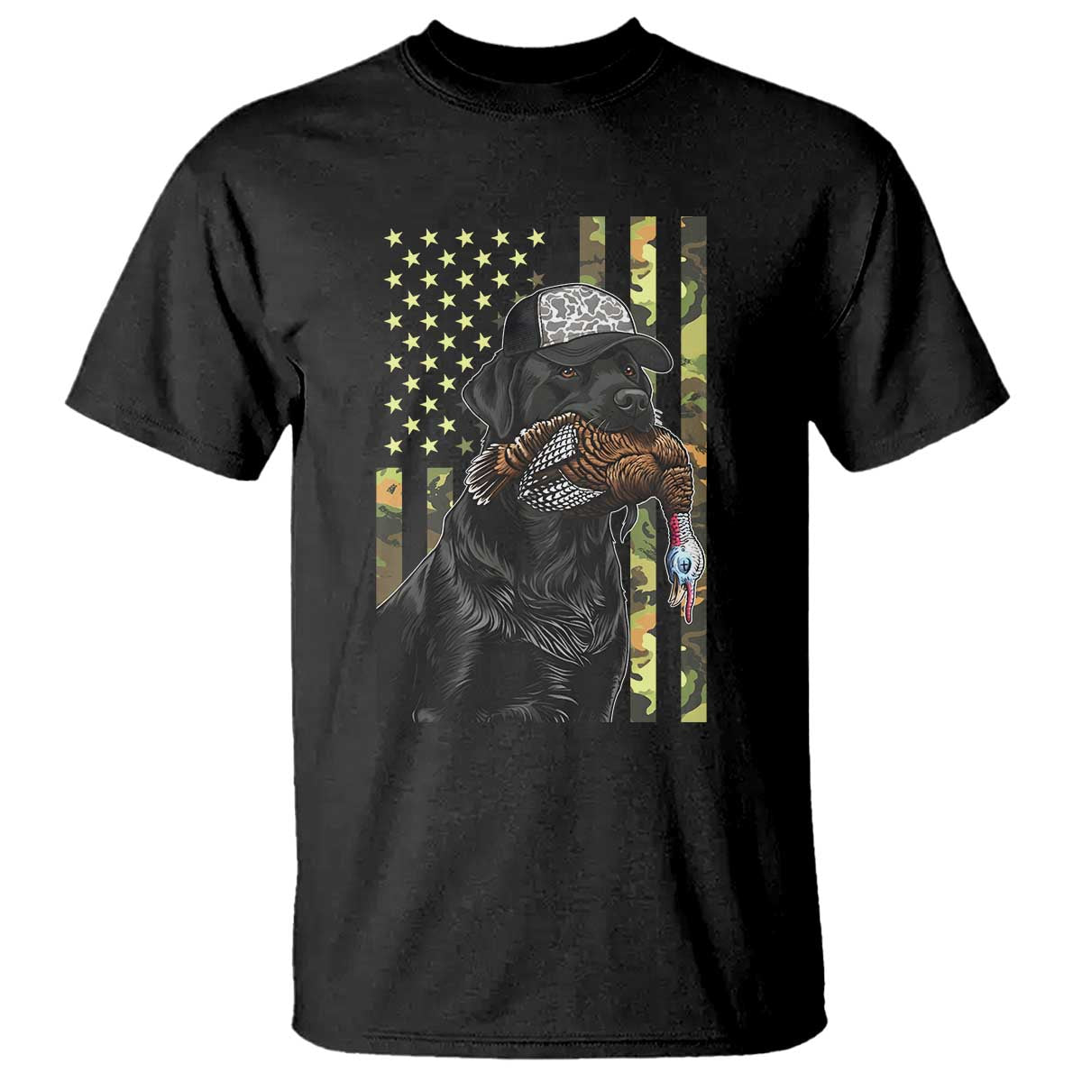 Camo Hunting Dog Turkey American Pride Gift T Shirt TS12 Black Print Your Wear