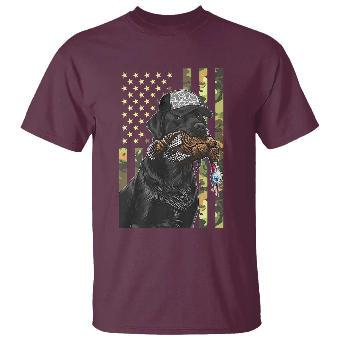 Camo Hunting Dog Turkey American Pride Gift T Shirt TS12 Maroon Print Your Wear