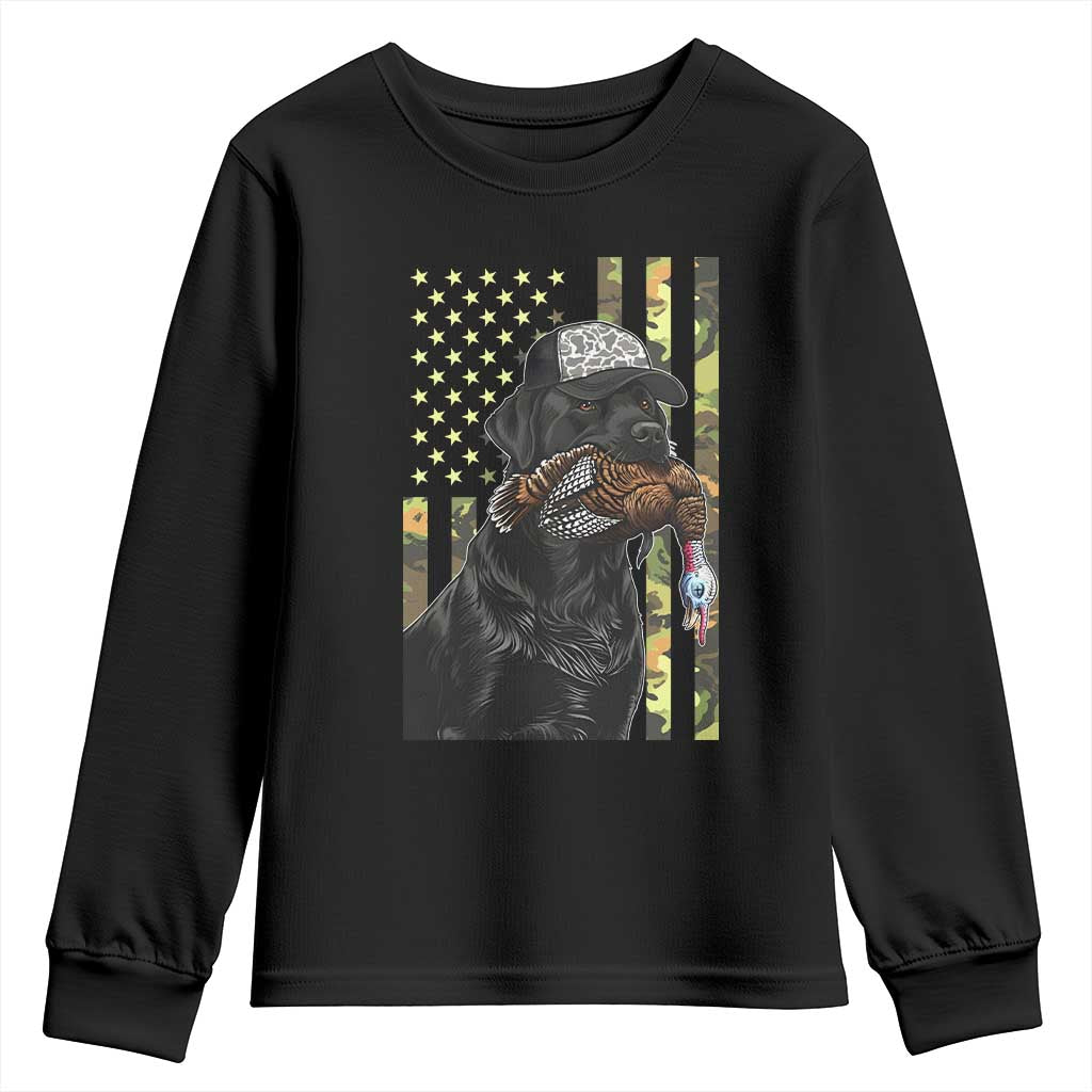 Camo Hunting Dog Turkey American Pride Gift Youth Sweatshirt TS12 Black Print Your Wear
