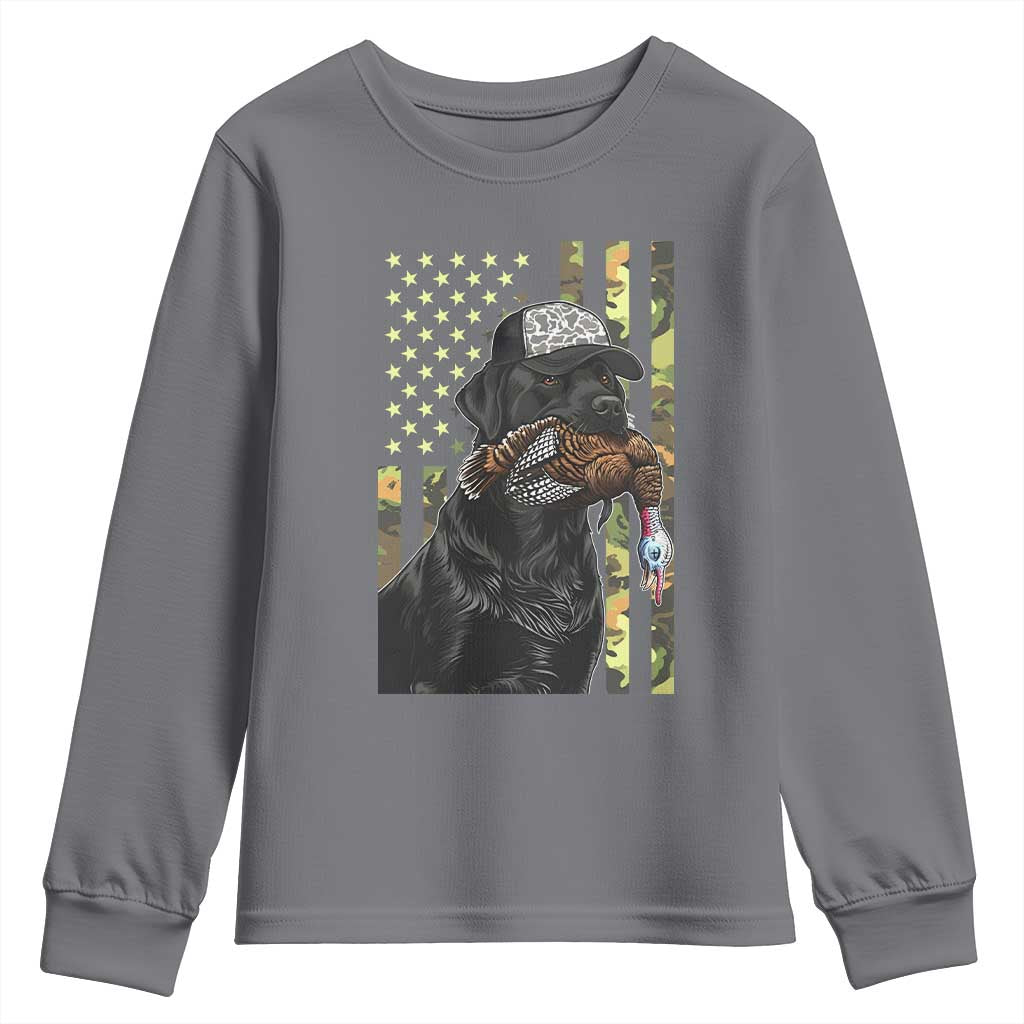 Camo Hunting Dog Turkey American Pride Gift Youth Sweatshirt TS12 Charcoal Print Your Wear