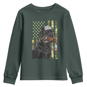 Camo Hunting Dog Turkey American Pride Gift Youth Sweatshirt TS12 Dark Forest Green Print Your Wear