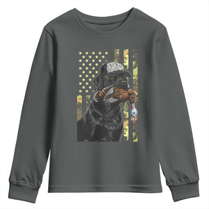 Camo Hunting Dog Turkey American Pride Gift Youth Sweatshirt TS12 Dark Heather Print Your Wear