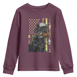 Camo Hunting Dog Turkey American Pride Gift Youth Sweatshirt TS12 Maroon Print Your Wear