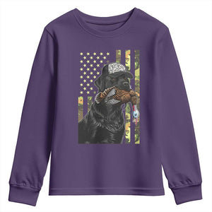 Camo Hunting Dog Turkey American Pride Gift Youth Sweatshirt TS12 Purple Print Your Wear