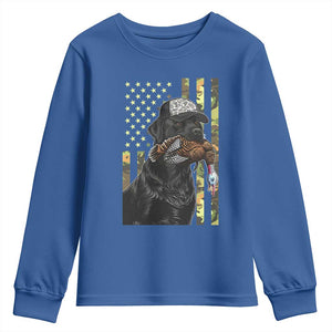 Camo Hunting Dog Turkey American Pride Gift Youth Sweatshirt TS12 Royal Blue Print Your Wear