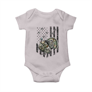 Turkey Hunter Baby Onesie Patriotic American Flag Gift TS12 Ice Gray Print Your Wear