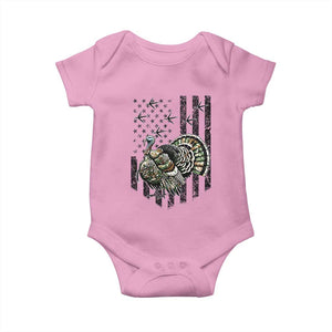 Turkey Hunter Baby Onesie Patriotic American Flag Gift TS12 Light Pink Print Your Wear
