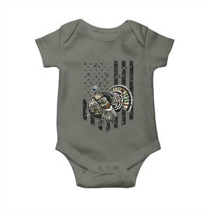 Turkey Hunter Baby Onesie Patriotic American Flag Gift TS12 Military Green Print Your Wear