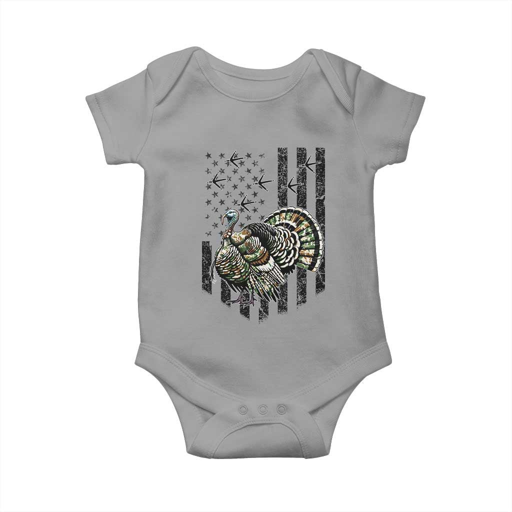 Turkey Hunter Baby Onesie Patriotic American Flag Gift TS12 Sport Gray Print Your Wear