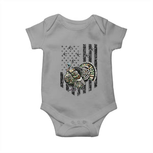 Turkey Hunter Baby Onesie Patriotic American Flag Gift TS12 Sport Gray Print Your Wear