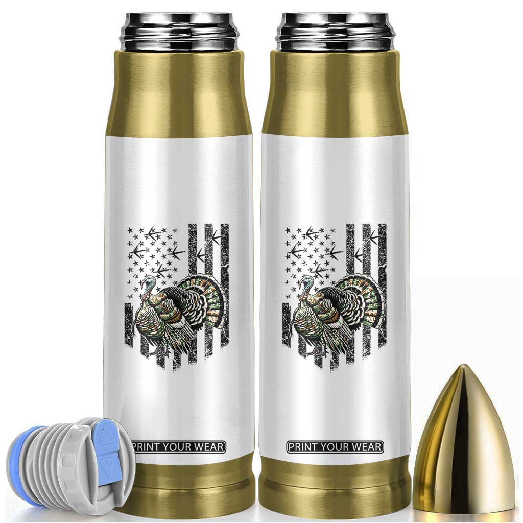 Turkey Hunter Bullet Tumbler Patriotic American Flag Gift TS12 White Print Your Wear