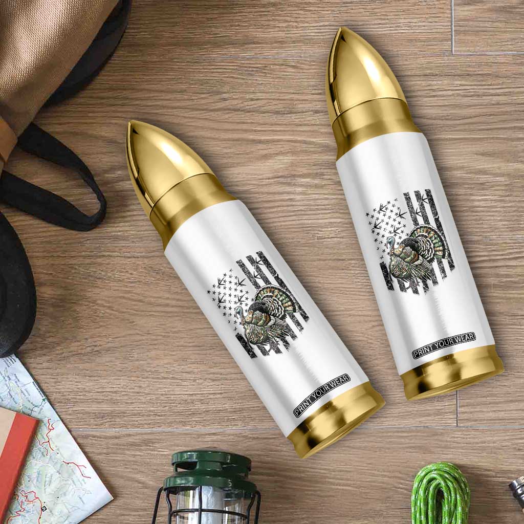 Turkey Hunter Bullet Tumbler Patriotic American Flag Gift TS12 Print Your Wear
