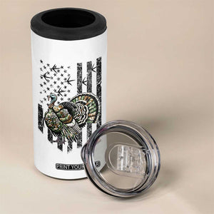 Turkey Hunter 4 in 1 Can Cooler Tumbler Patriotic American Flag Gift TS12 Print Your Wear