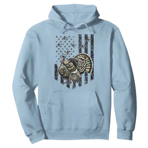 Turkey Hunter Hoodie Patriotic American Flag Gift TS12 Light Blue Print Your Wear