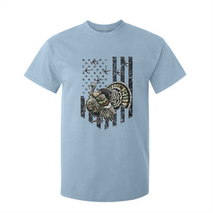 Turkey Hunter T Shirt For Kid Patriotic American Flag Gift TS12 Light Blue Print Your Wear