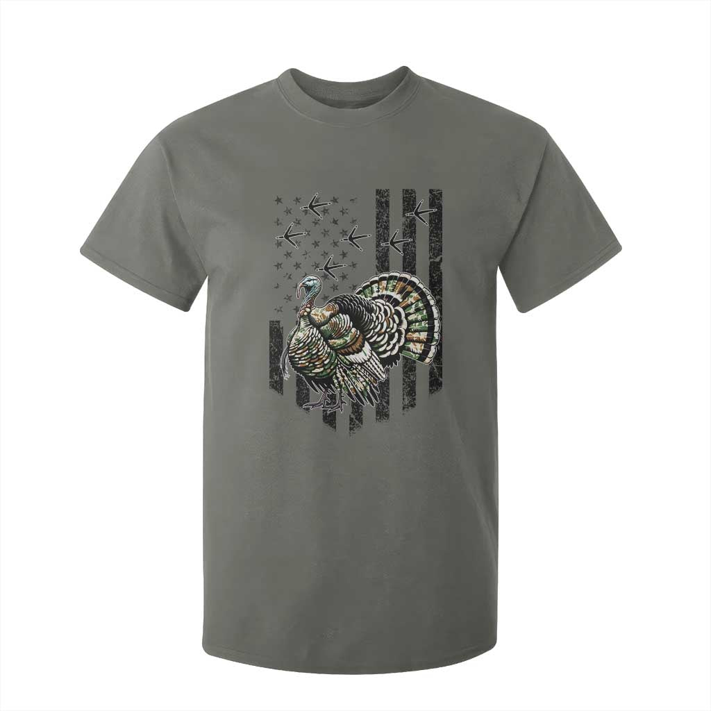 Turkey Hunter T Shirt For Kid Patriotic American Flag Gift TS12 Military Green Print Your Wear