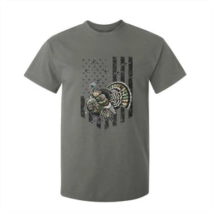 Turkey Hunter T Shirt For Kid Patriotic American Flag Gift TS12 Military Green Print Your Wear