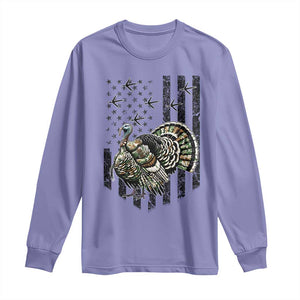 Turkey Hunter Long Sleeve Shirt Patriotic American Flag Gift TS12 Violet Print Your Wear