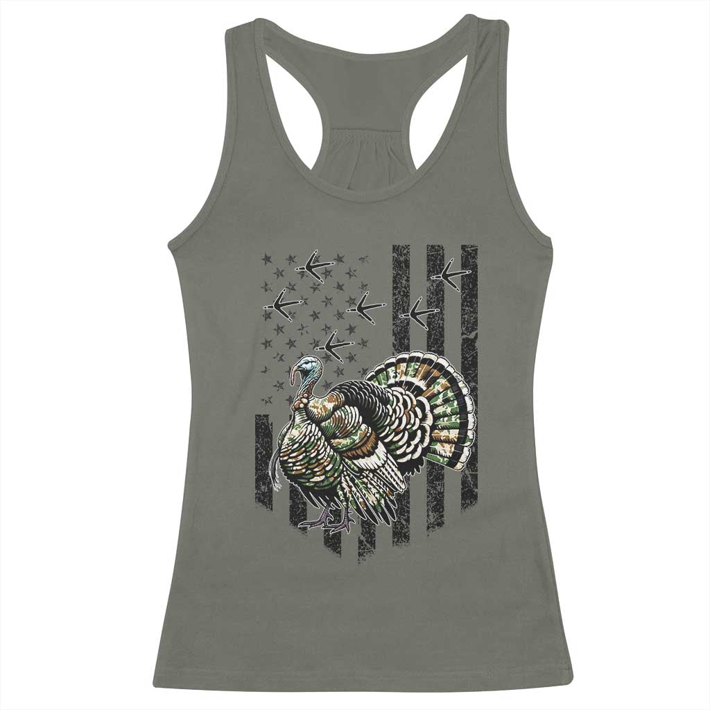 Turkey Hunter Racerback Tank Top Patriotic American Flag Gift TS12 Military Green Print Your Wear