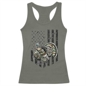 Turkey Hunter Racerback Tank Top Patriotic American Flag Gift - Print Your Wear