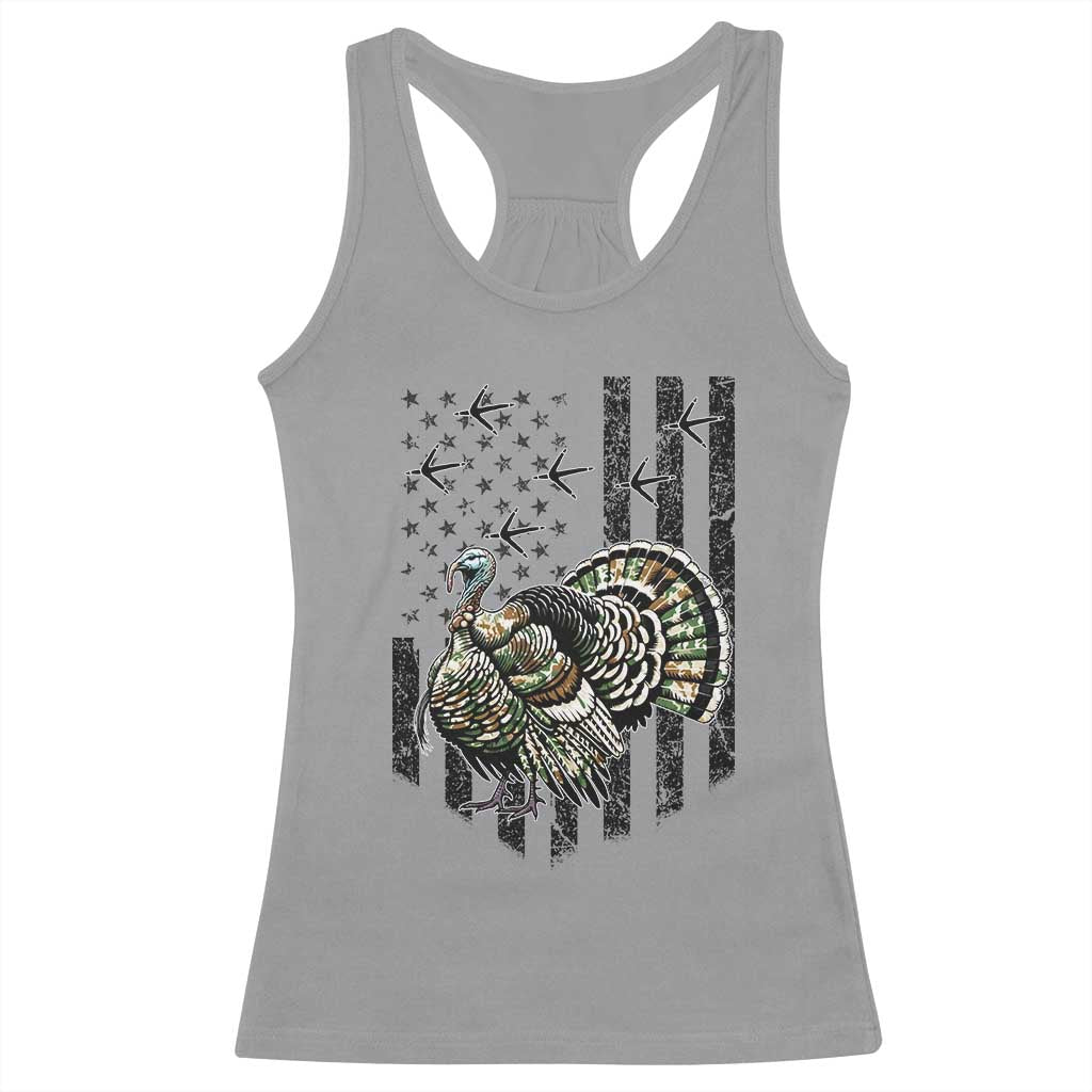 Turkey Hunter Racerback Tank Top Patriotic American Flag Gift TS12 Sport Gray Print Your Wear