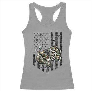 Turkey Hunter Racerback Tank Top Patriotic American Flag Gift - Print Your Wear