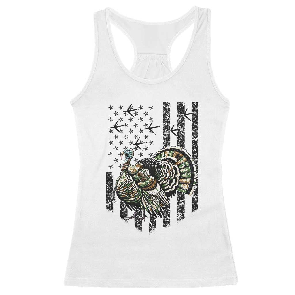Turkey Hunter Racerback Tank Top Patriotic American Flag Gift TS12 White Print Your Wear