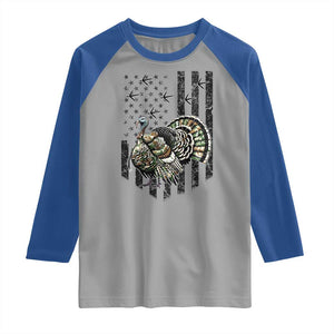 Turkey Hunter Raglan Shirt Patriotic American Flag Gift TS12 Sport Gray Royal Print Your Wear