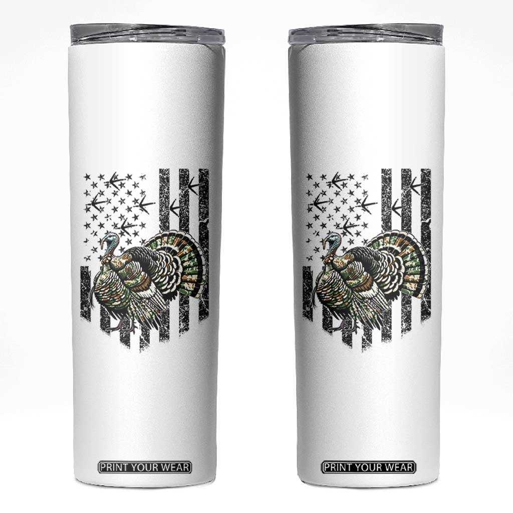 Turkey Hunter Skinny Tumbler Patriotic American Flag Gift TS12 White Print Your Wear