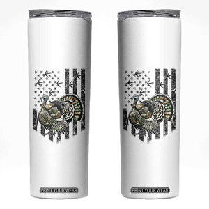 Turkey Hunter Skinny Tumbler Patriotic American Flag Gift TS12 White Print Your Wear