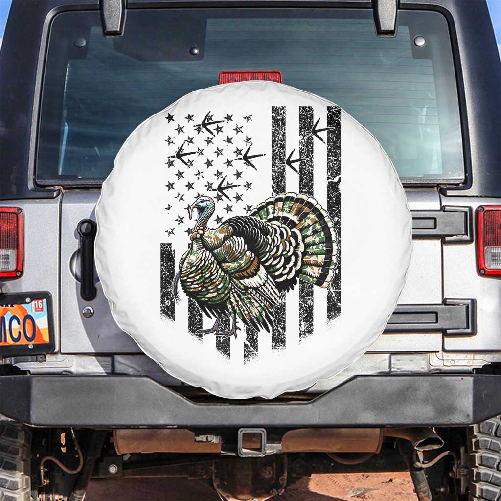 Turkey Hunter Spare Tire Cover Patriotic American Flag Gift TS12 No hole White Print Your Wear