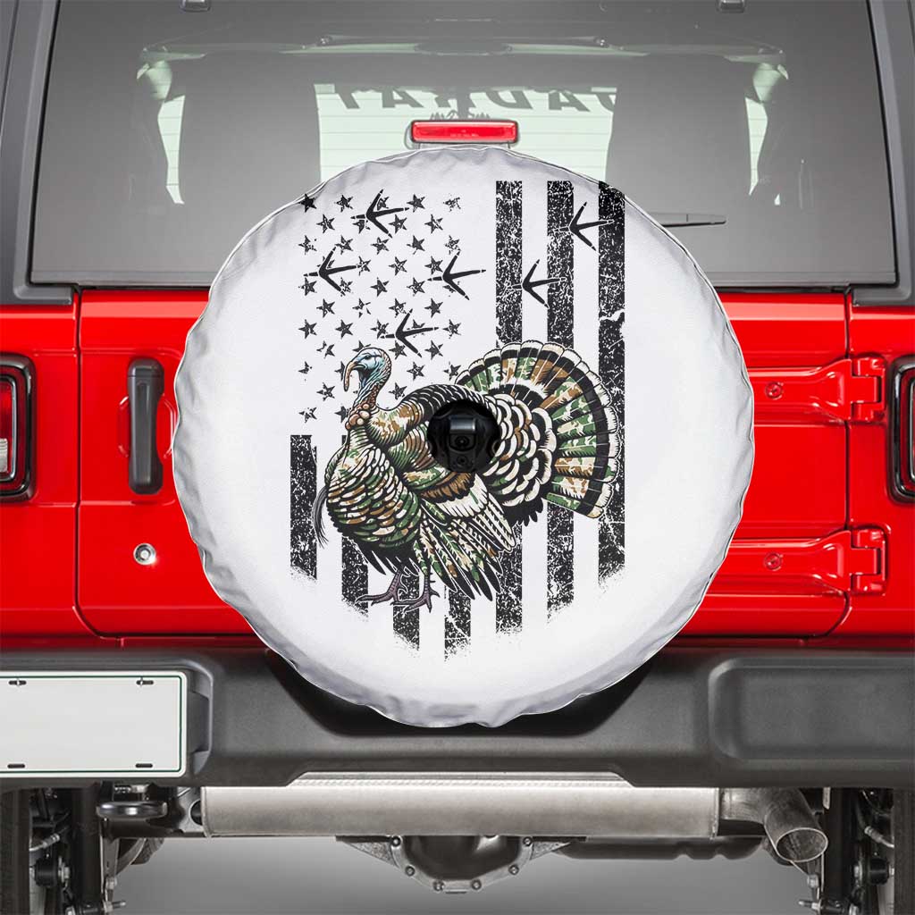 Turkey Hunter Spare Tire Cover Patriotic American Flag Gift TS12 White Print Your Wear