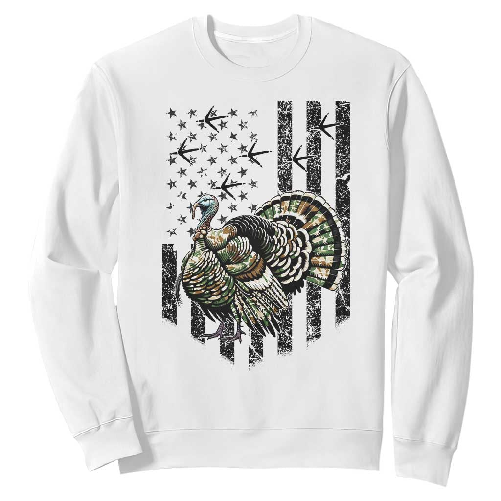 Turkey Hunter Sweatshirt Patriotic American Flag Gift TS12 White Print Your Wear