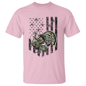 Turkey Hunter T Shirt Patriotic American Flag Gift TS12 Light Pink Print Your Wear