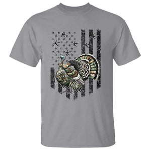 Turkey Hunter T Shirt Patriotic American Flag Gift TS12 Sport Gray Print Your Wear