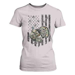 Turkey Hunter T Shirt For Women Patriotic American Flag Gift TS12 Ice Gray Print Your Wear