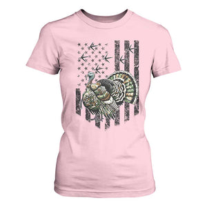 Turkey Hunter T Shirt For Women Patriotic American Flag Gift TS12 Light Pink Print Your Wear