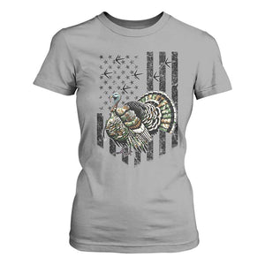 Turkey Hunter T Shirt For Women Patriotic American Flag Gift TS12 Sport Gray Print Your Wear