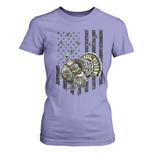 Turkey Hunter T Shirt For Women Patriotic American Flag Gift TS12 Violet Print Your Wear