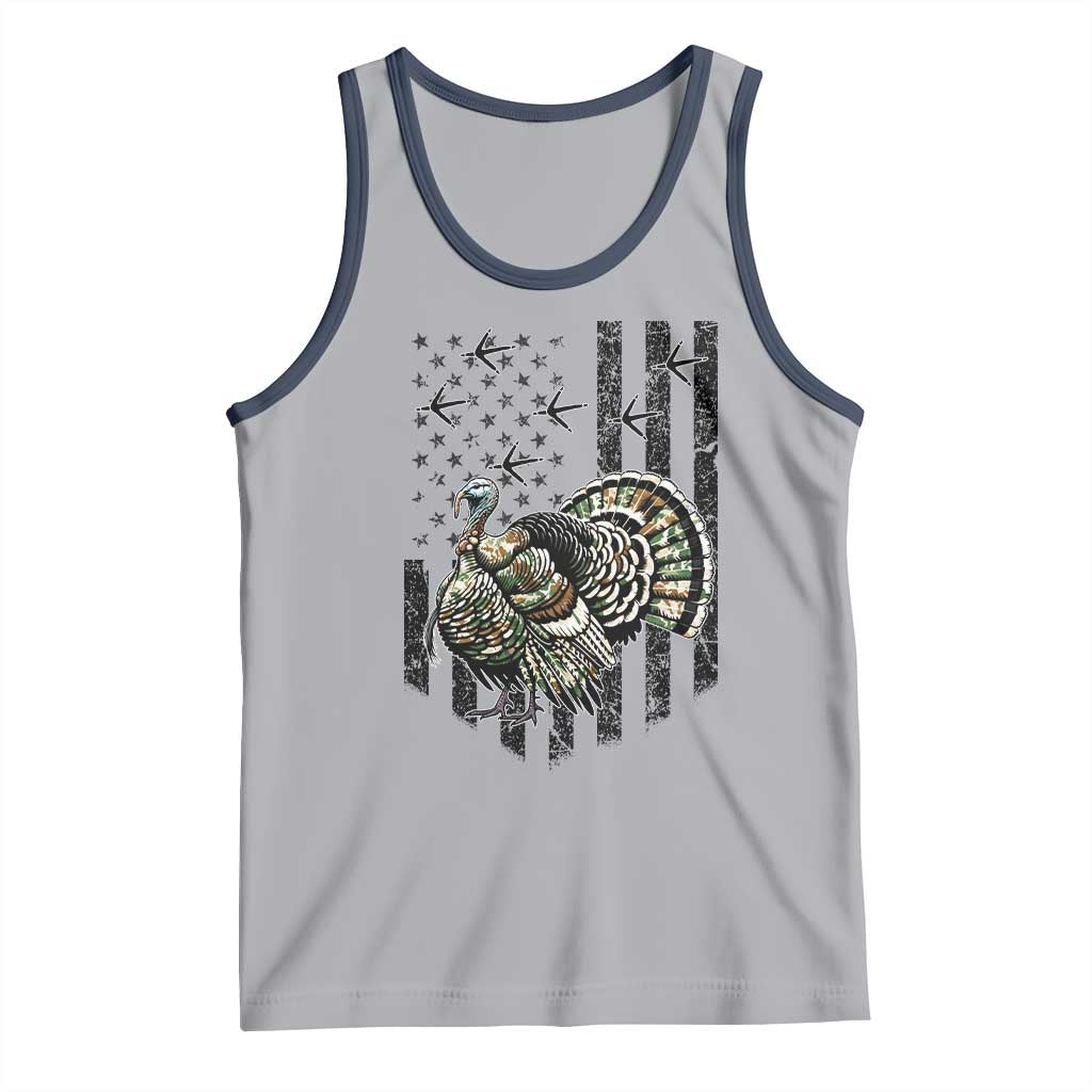 Turkey Hunter Tank Top Patriotic American Flag Gift TS12 Athletic Heather Navy Print Your Wear