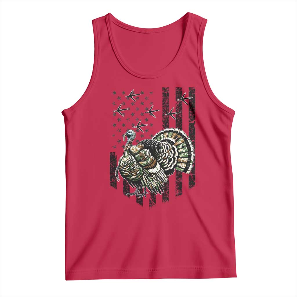 Turkey Hunter Tank Top Patriotic American Flag Gift TS12 Red Print Your Wear