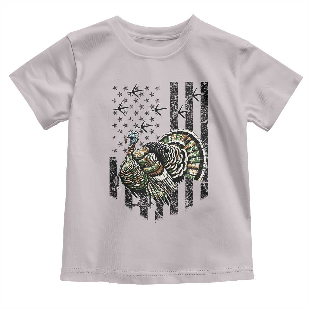 Turkey Hunter Toddler T Shirt Patriotic American Flag Gift TS12 Ice Gray Print Your Wear