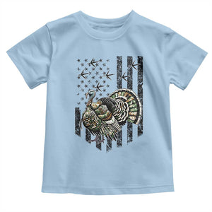 Turkey Hunter Toddler T Shirt Patriotic American Flag Gift TS12 Light Blue Print Your Wear