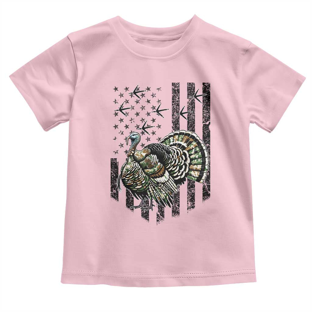 Turkey Hunter Toddler T Shirt Patriotic American Flag Gift TS12 Light Pink Print Your Wear