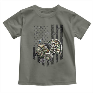 Turkey Hunter Toddler T Shirt Patriotic American Flag Gift TS12 Military Green Print Your Wear