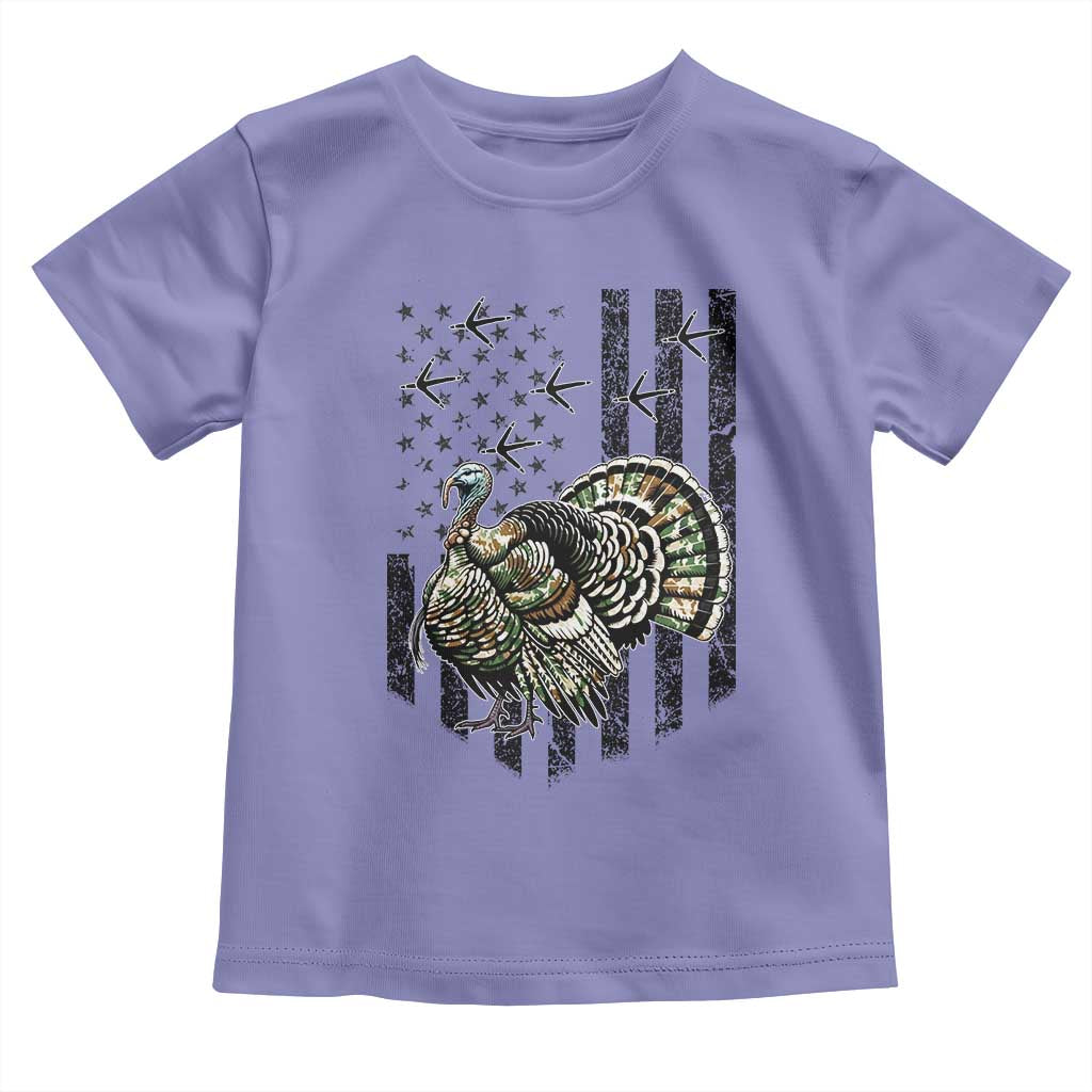 Turkey Hunter Toddler T Shirt Patriotic American Flag Gift TS12 Violet Print Your Wear