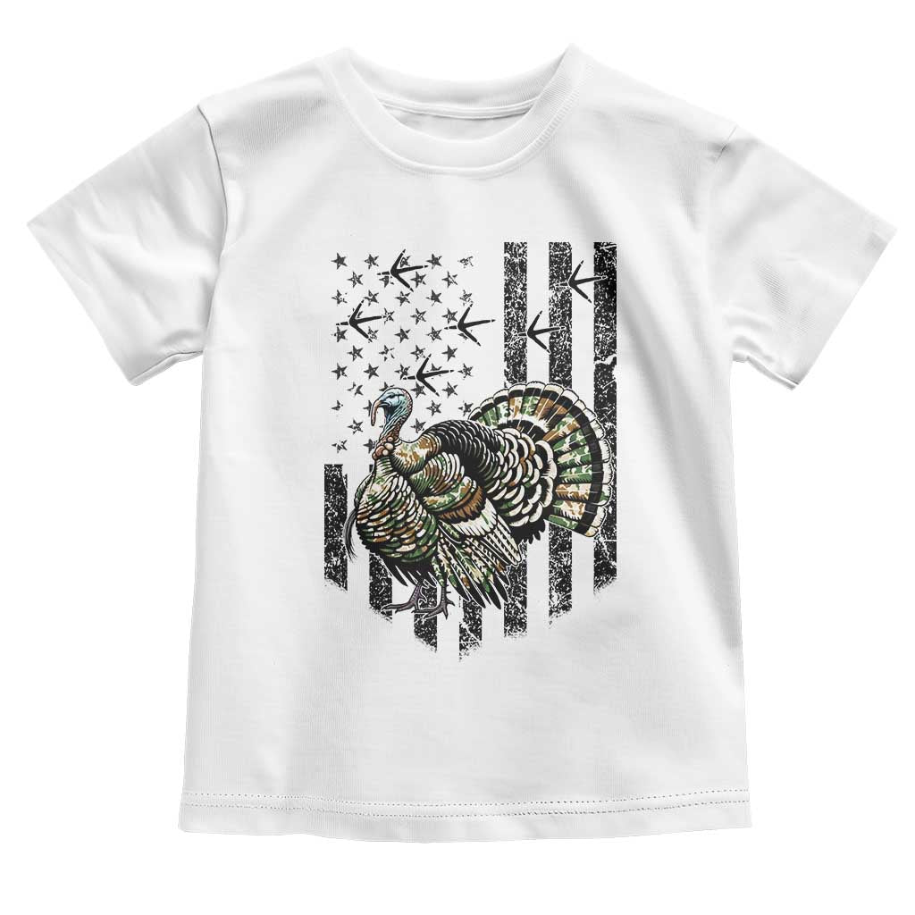 Turkey Hunter Toddler T Shirt Patriotic American Flag Gift TS12 White Print Your Wear