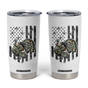 Turkey Hunter Tumbler Cup Patriotic American Flag Gift - Print Your Wear